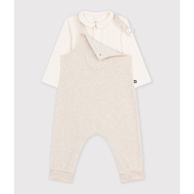 Set da 2 pezzi, salopette con bretelle e body a maniche lunghe PETIT BATEAU
