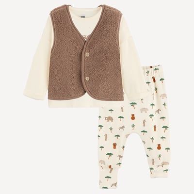 Ensemble 3 pièces, veste sans manches, T-shirt manches longues et sarouel LA REDOUTE COLLECTIONS