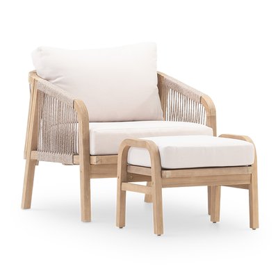 Fauteuil, bois, repose-pied, lot de 2, SIENA DEFORA HOME