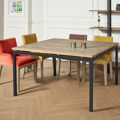 Table carrée en chêne et métal 6/8 couverts ZAZIE ROBIN DES BOIS