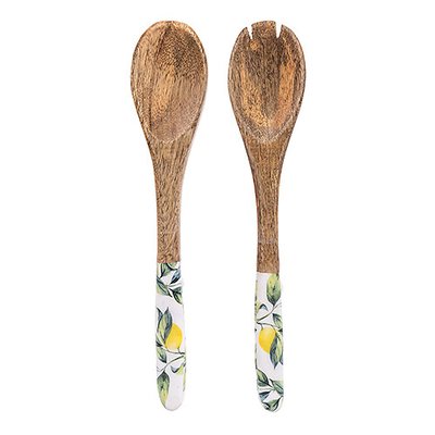 Set of 2 Lemons Serving Spoon & Fork in Mango Wood SO'HOME