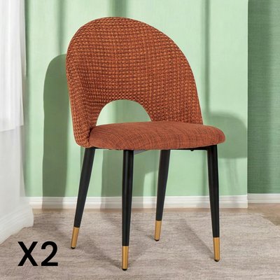 Chaise salle à manger tissu quadrillé rouille (lot de 2) MALMOE PIER IMPORT