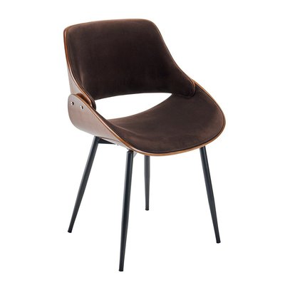 Lot de 4 chaises finition noyer avec assise en velours brun - Mannix SIGNATURE