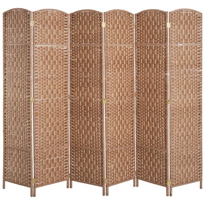 Paravent séparateur de pièce pliable 6 panneaux bois osier tressé HOMCOM
