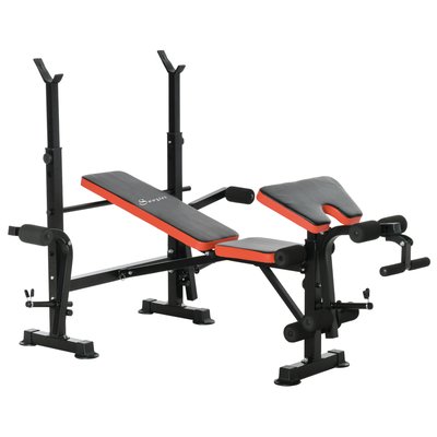 Banc de musculation support d'haltères dossier réglable noir rouge HOMCOM