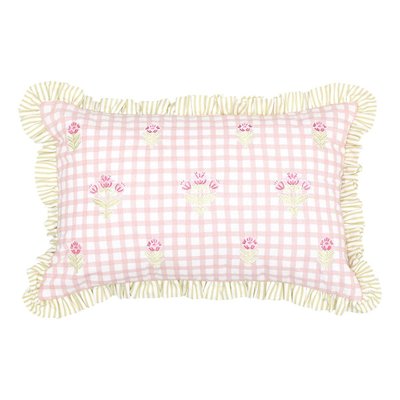 Coussin déhoussable en coton brodé FLEUR DE ROSE ATMOSPHERA
