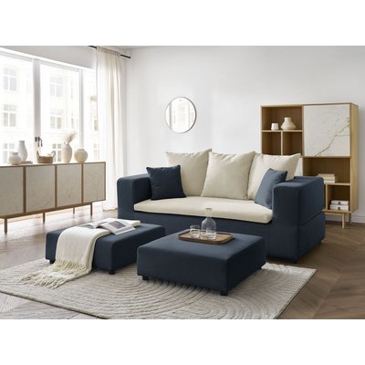 Canapé droit convertible 4 places en tissu velours côtelé et tissu chiné, LEANDRE BOBOCHIC
