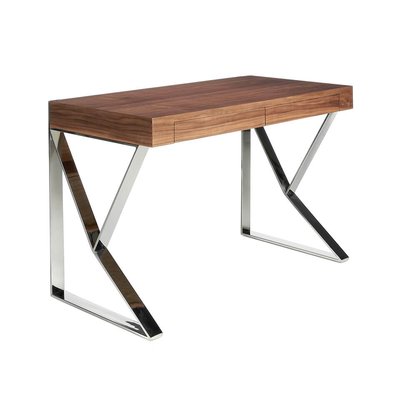 Bureau en bois de noyer et acier chromé ANGEL CERDA