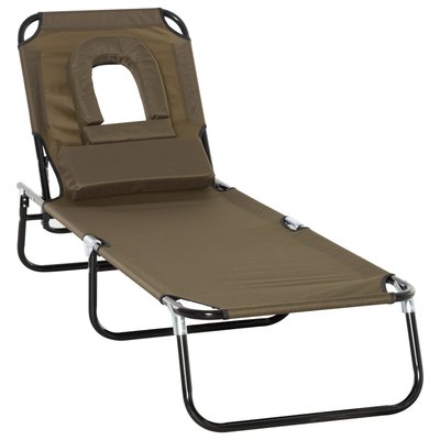 Bain de soleil pliable inclinable de lecture 3 coussins fournis OUTSUNNY