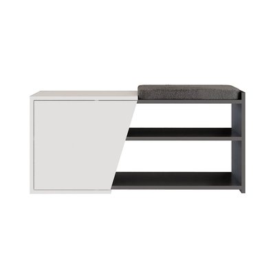 Meuble de rangement chaussures anthracite et blanc L104,6 cm - FIONA BENCH CALICOSY