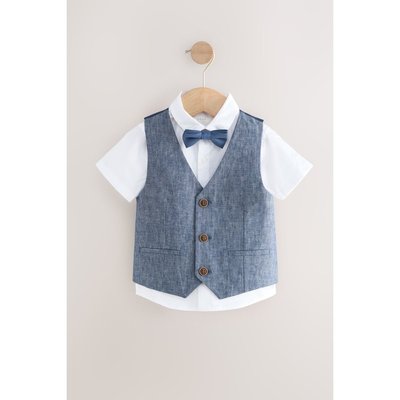 Chemise, gilet et nœud papillon lin NEXT