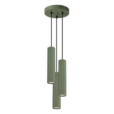 Suspension Aluminium Vert Olive GU10 3 Karbon EDEN