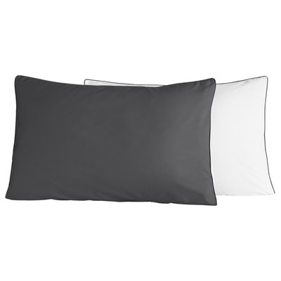 Lot de 2 taies bicolores en percale de coton ROSE WOOD SENSEI MAISON
