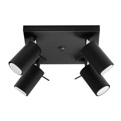 Plafonnier Acier Noir GU10 4 Ring Line EDEN