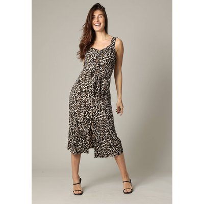 Robe midi en tissu gaufré à motifs léopard OCTAZIA DEELUXE