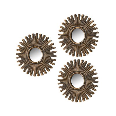 Set de 3 Miroirs Ronds Soleils Or Antique WADIGA