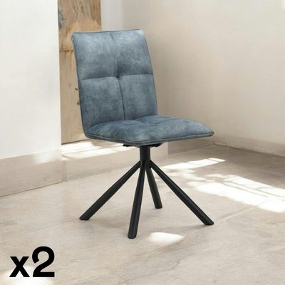 Chaise rotative tissu bleu pétrole (lot de 2) IENA PIER IMPORT