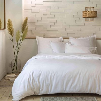 Parure de lit percale unie blanc TERRE DE NUIT