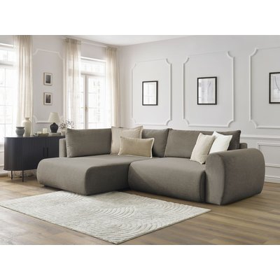 Canapé d'angle convertible 3 places en tissu lisse, LUCIEN BOBOCHIC