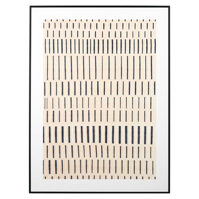 80 x 60cm Natural Canvas with Black Stripe Pattern & Black Frame SO'HOME