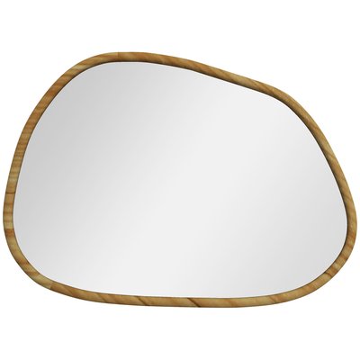 Miroir mural décoratif forme organique dim. 70L x 50H cm bois verni HOMCOM
