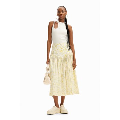 Desigual - Jupe midi froncée fleurs DESIGUAL