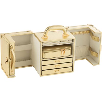 Coffret à bijoux doré poignée cuir chic rangement élégant RECOLLECTION