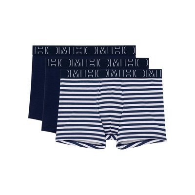 Lot de 3 boxers coupe fermée Hom en coton bleus marine rayés - Taille L HOM