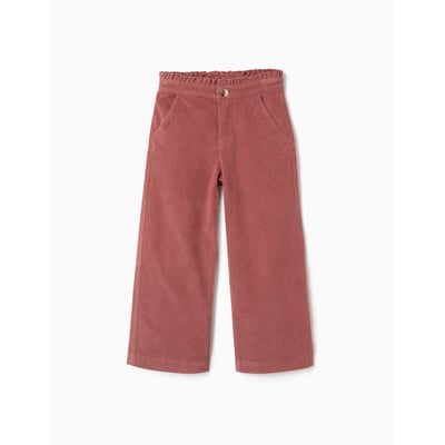 Pantalon en velours côtelé avec taille paperbag à volants ZIPPY