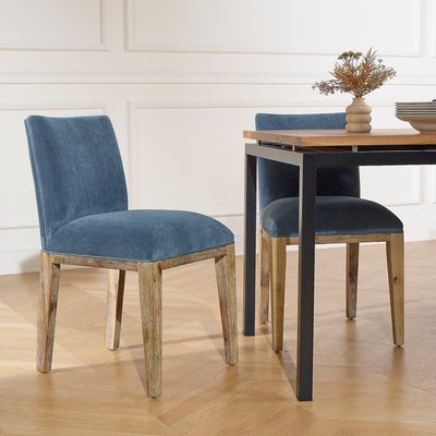 Lot de 2 chaises en acacia et velours côtelé LOLA ROBIN DES BOIS