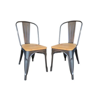 Lot de 2 chaises de repas en acier et bois - NEVADA MATHI DESIGN