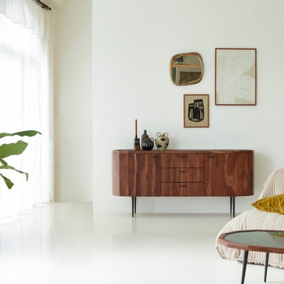 Buffet en palissandre massif et marbre 175 cm JADE TIKAMOON