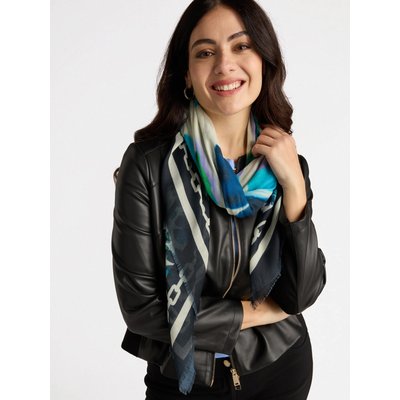 Foulard à imprimé fleuri estompé et bords unis FIORELLA RUBINO