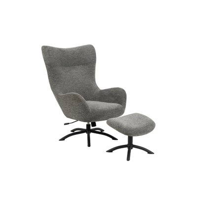 Fauteuil à oreilles pivotant avec repose-pieds en tissu - BRISTOL HELLIN, DEPUIS 1862