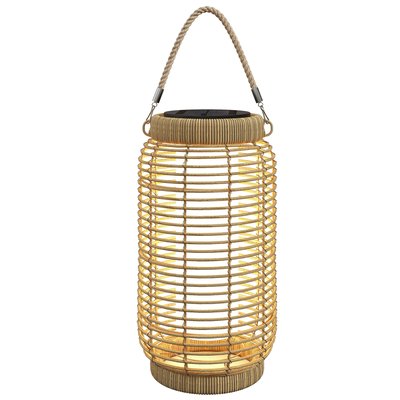 Lampadaire LED de jardin style colonial résine tressée aspect rotin OUTSUNNY