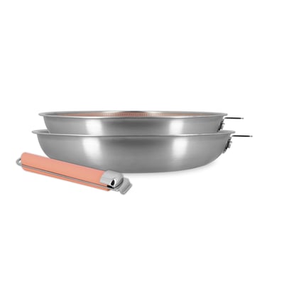 Lot de 2 poêles 24/28cm en acier inoxydable, AGLAE MENASTYL