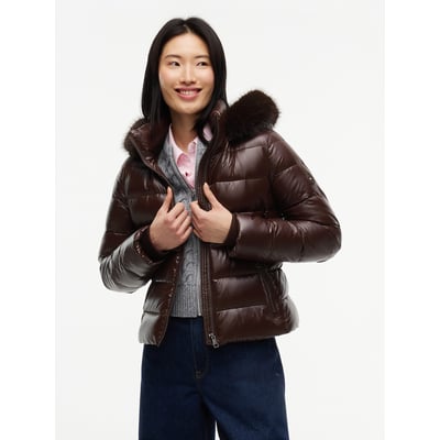 Doudoune courte à capuche et col duveteux TOMMY HILFIGER