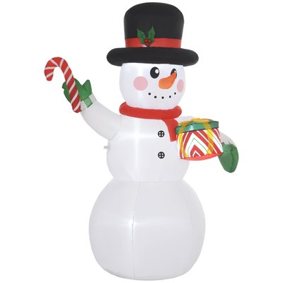 Décoration Noël gonflable H.180 cm - Bonhomme de neige gonflable de Noël LED extérieur intérieur OUTSUNNY