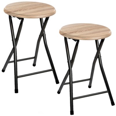Lot de 2 Tabourets pliants en métal et MDF TOILINUX