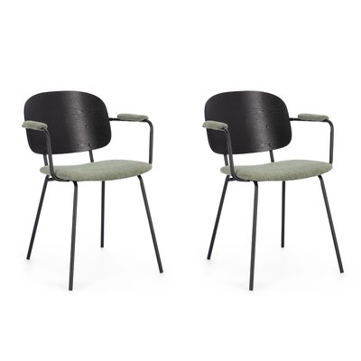 Chaises de salle à manger en bois et accoudoirs tissu (lot de 2) - JADE HELLIN, DEPUIS 1862
