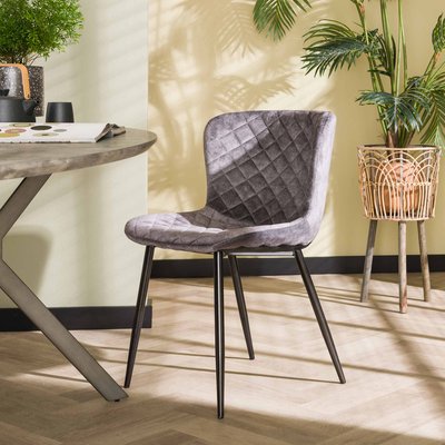 Chaise en velours piqué gris (lot de 2) MELBOURNE PIER IMPORT