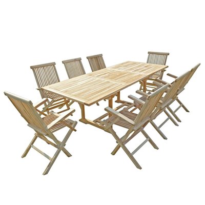 Ensemble de salon jardin en teck AMARA 8 fauteuils pliants C ET L JARDIN
