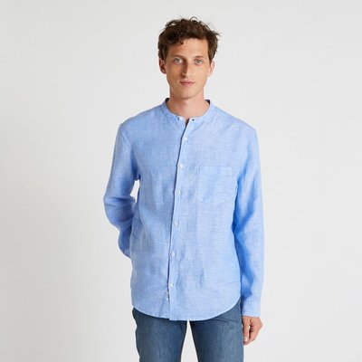 Chemise manches longues col mao en lin, certifié European Flax MONOPRIX