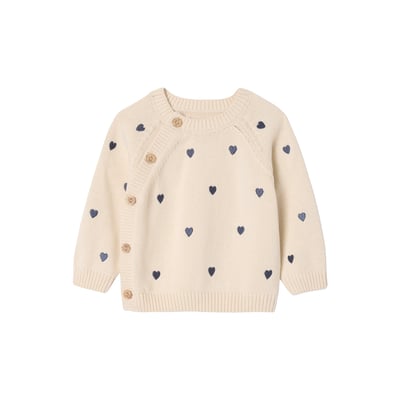 Pull naissance avec petits coeurs brodés VERTBAUDET