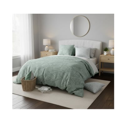 Parure de lit motif graphique vert EDEN
