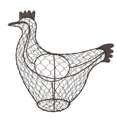 Panier à oeufs poule en fer marron 30x12x25cm WADIGA