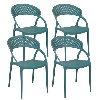 Lot de 4 chaises de terrasse en plastique, MADRID OVIALA