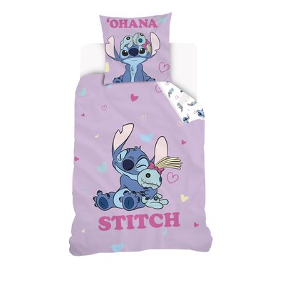 Parure de lit coton popeline, Disney Stitch Ohana DISNEY