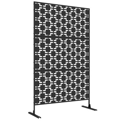 Panneau brise vue décoratif paravent extérieur motif géométrique ajouré métal noir OUTSUNNY