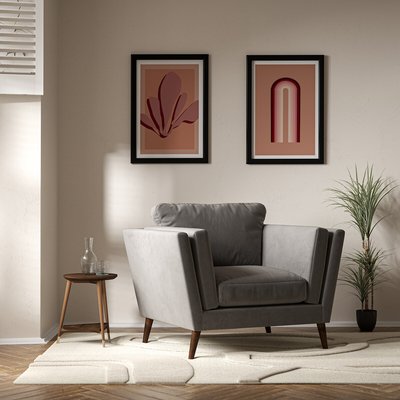 Frida Contemporary Velvet Armchair with Dark Wood Legs & Feather Fillings SO'HOME